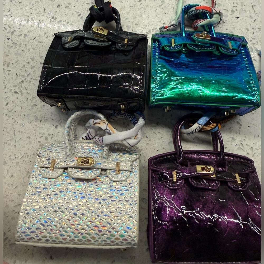 Bundle of 4, Designer Inspired Mini Tote Bags in Beautiful Metallic Colors